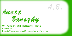 anett banszky business card
